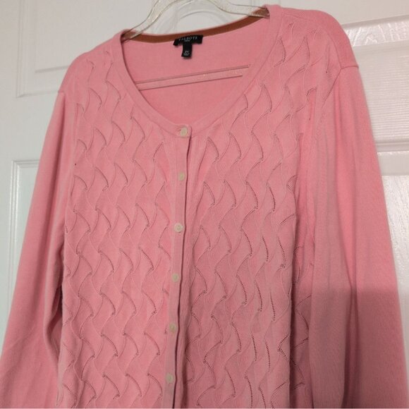 Talbots Knit Cardigan Womens Size 2X Pink Cotton Blend Button Front Sweater - Picture 2 of 6